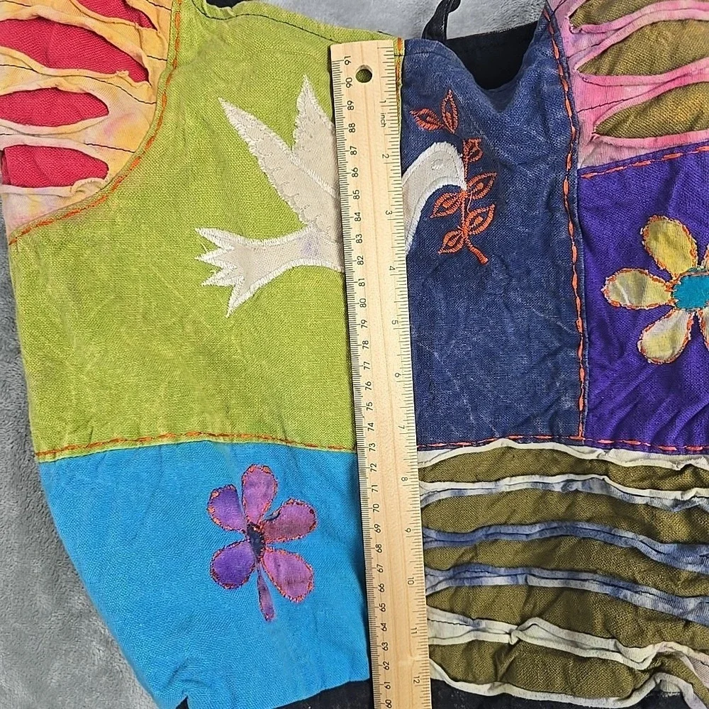 Boho Patchwork Shoulder Bag Sack Rising International‎ Nepal Hippie Indie Sleaze